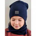 Vaikiškas 2-7m  (BUBOO luxury) kepurės ir movos  KOMPLEKTAS dėžutėje tamsiai mėlynas