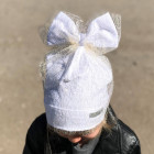 Extremely stylish girl beanie with a grid FASHIONISTA white/golden