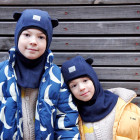 Vaikiška kepurė šalmukas pavasariui / rudeniui / žiemai Bear BUBOO luxury, tamsiai mėlyna