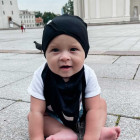 Kids thin stretchy cotton beanie UPSIDEDOWN - charcoal, black