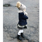 SCREW POMPOM double layered velour beanie sand with light fur pompom