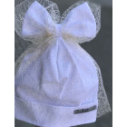 Extremely stylish girl beanie with a grid FASHIONISTA white/golden