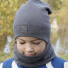 Kids snood scarf for fall, winter, spring BUBOO luxury - Dark grey