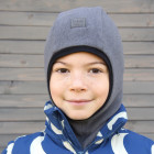Vaikiška kepurė šalmukas pavasariui / rudeniui BUBOO luxury, tamsiai pilka