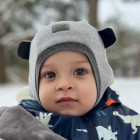 Vaikiška kepurė šalmukas pavasariui / rudeniui / žiemai Bear BUBOO luxury, pilkas