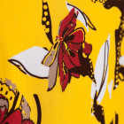 Įspūdinga moteriška raštuota suknelė su dirželiu BARSELONA geltona su burgundiškomis gėlėmis