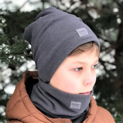 Vaikiška kepurė rudeniui žiemai pavasariui iš BUBOO luxury kolekcijos - Tamsiai pilka 